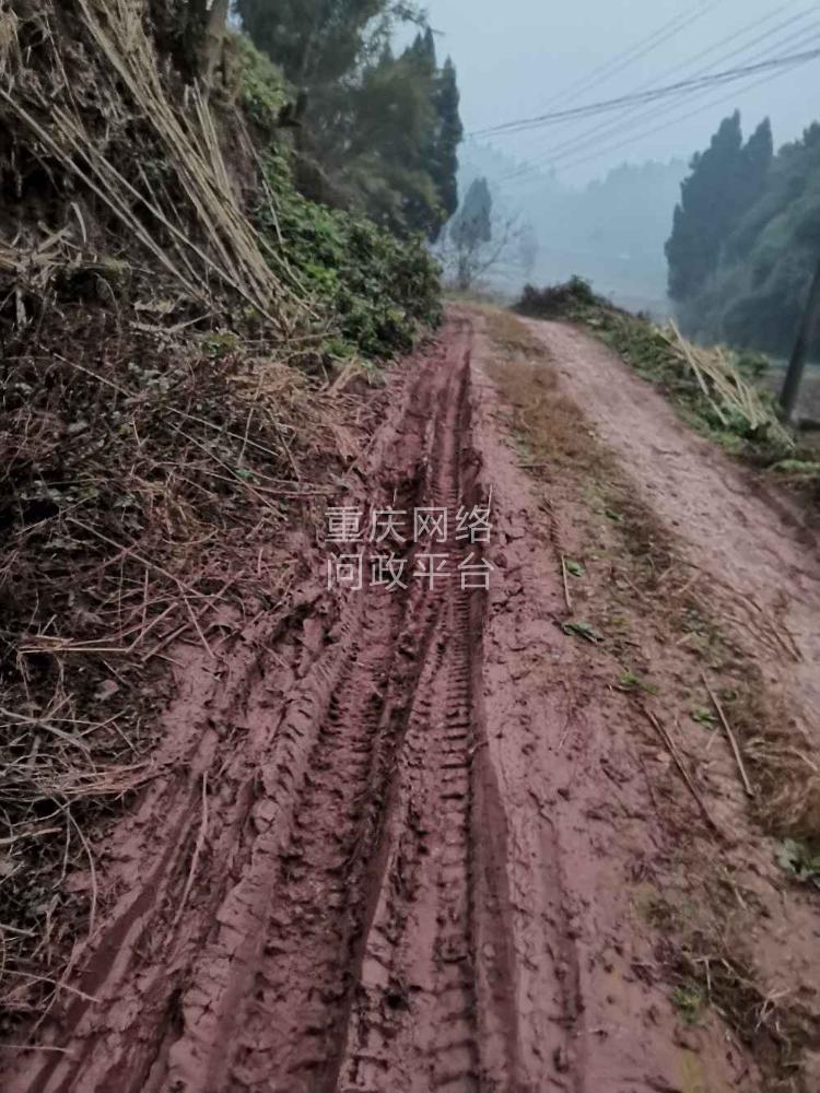 荣昌区盘龙镇合靖一杜唐家店子的一条公路都是泥土,村民老百姓出行