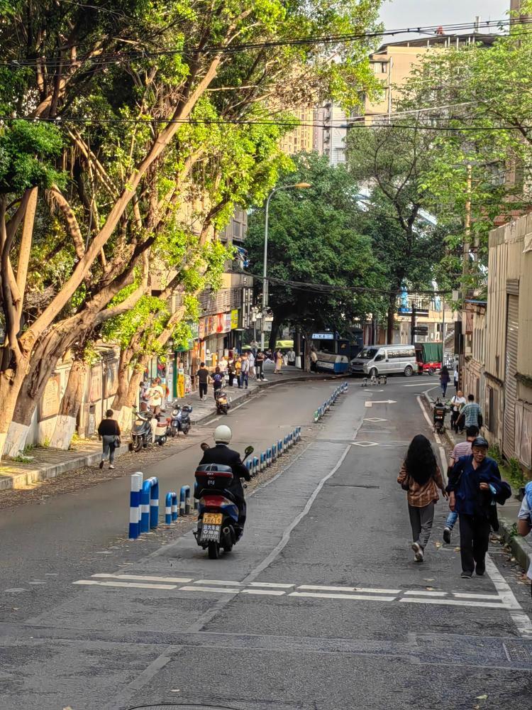 沙坪坝区松林路上,停放机动车辆阻碍交通