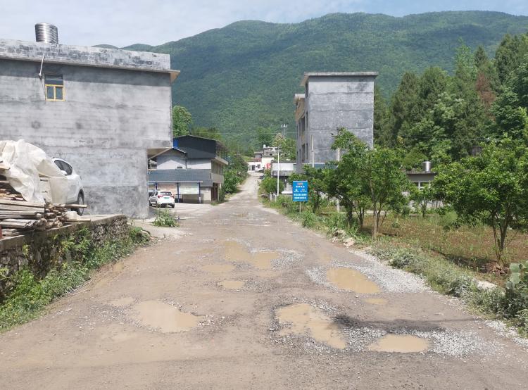 黔江区阿蓬江镇龙田居委门口道路坑坑洼洼严重影响群众出行